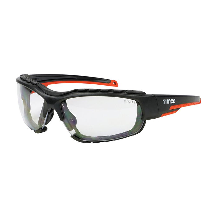Sports Style Safety Glasses - With Foam Dust Guard - Clear (Size One Size - 1 Each)