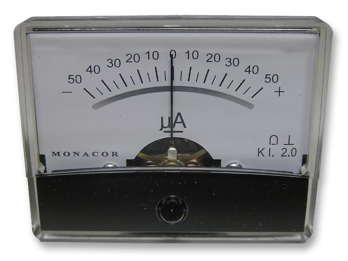 Analogue Panel Meter, DC Current, 0 to +/-50uA