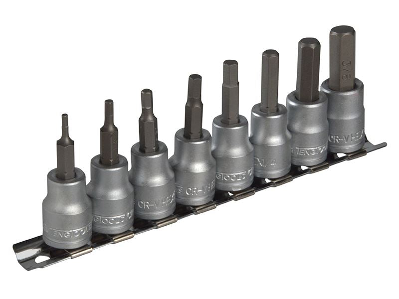 M3811 Socket Clip Rail AF Hex Set of 8 3/8in Drive