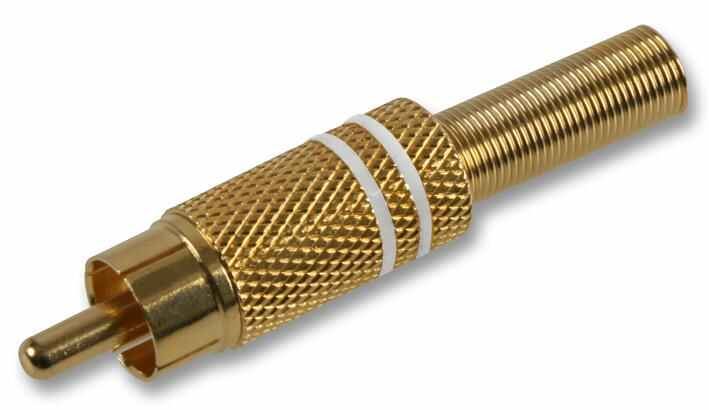 Phono Plug, Gold, White, 5-6mm