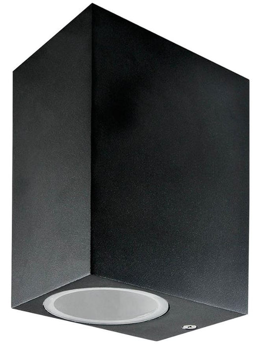 Square Up/Down Wall Light, Black, GU10, IP44