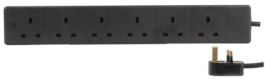 6 Way Extension Lead - Black