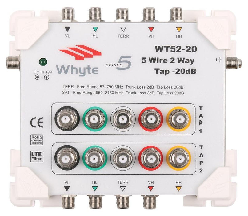 WT52-20 Series 5 5-Wire, 2-Way Tap, 20dB Loss