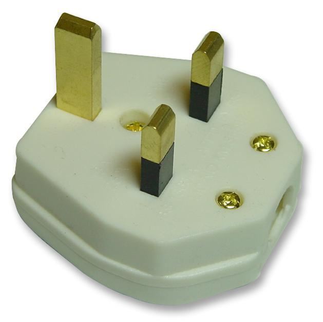 13A UK Mains Plug with 3A Fuse, White