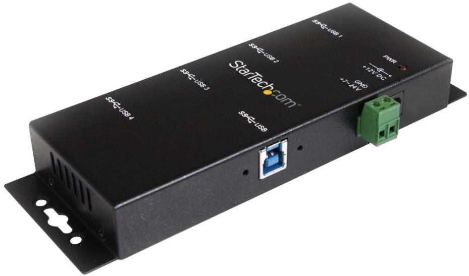 4-Port Industrial USB 3.0 Hub - Wall Mountable Bus Powered