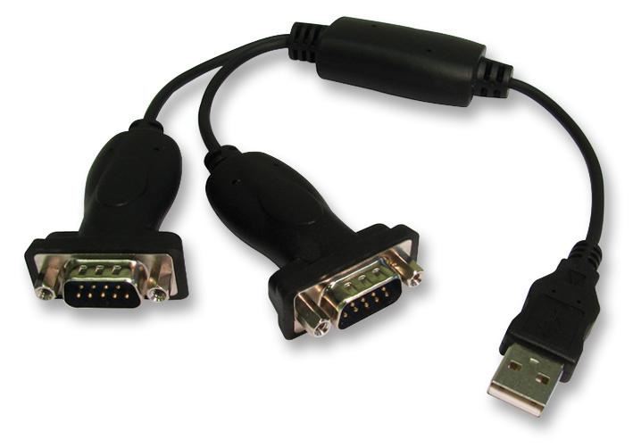 USB to 2x 9-pin Serial Adaptor - Male to Male