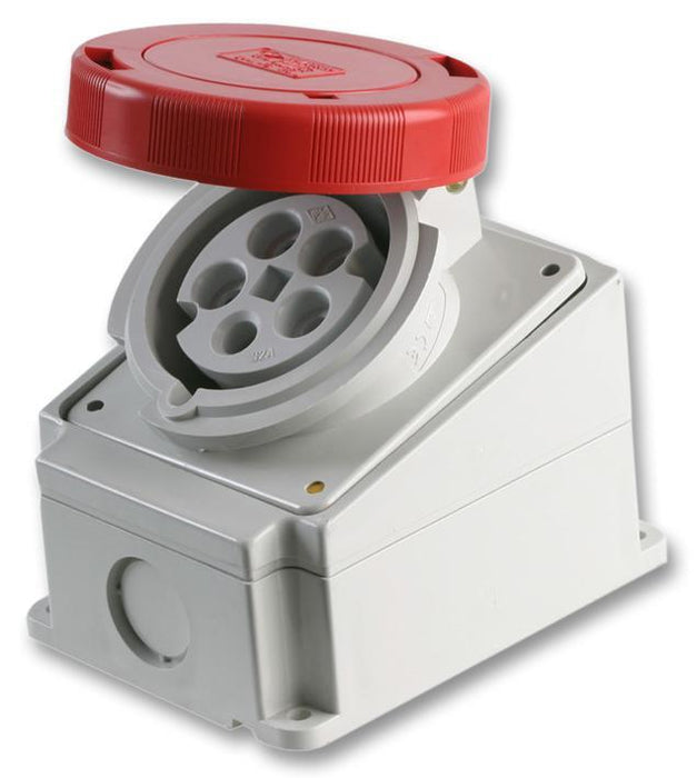 32A, 415V, Surface Mount CEE Socket, 3P+N+E, Red, IP67