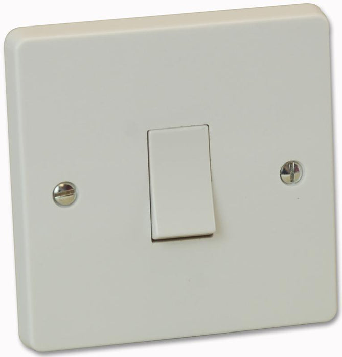 10AX 1 Gang 1 Way SP Light Switch, White