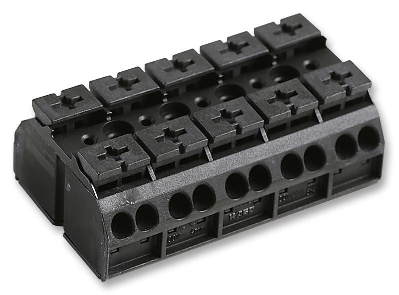 4 Conductor Chassis Mount Terminal Strip, 20AWG to 12AWG, 32A, 5 Pole