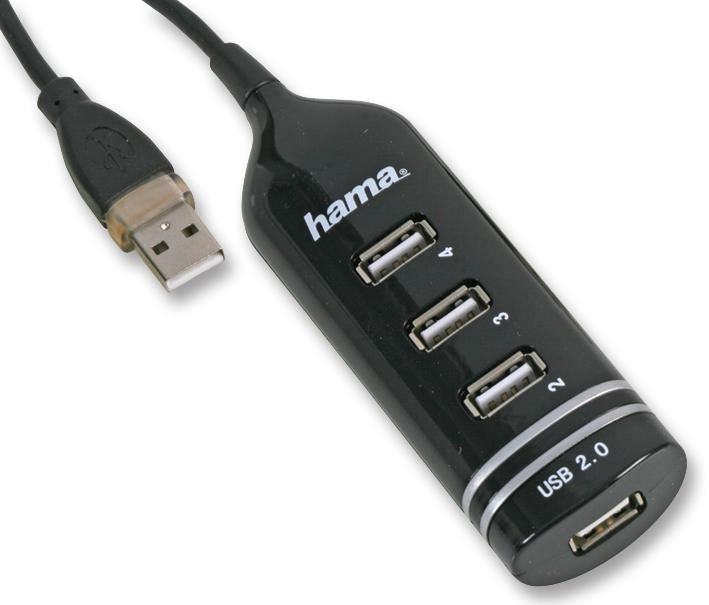 4 Port USB 2.0 Hub Black - Bus Powered