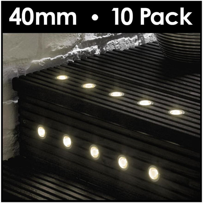 40mm LED Decking Lights, Warm White 10 Pack