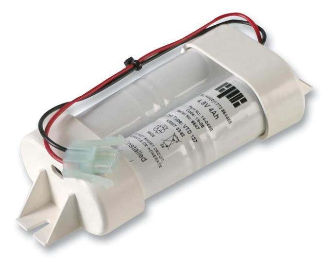 4.8V 4Ah Ni-Cd Emergency Lighting 2x2 D Battery Pack, White Double End Caps