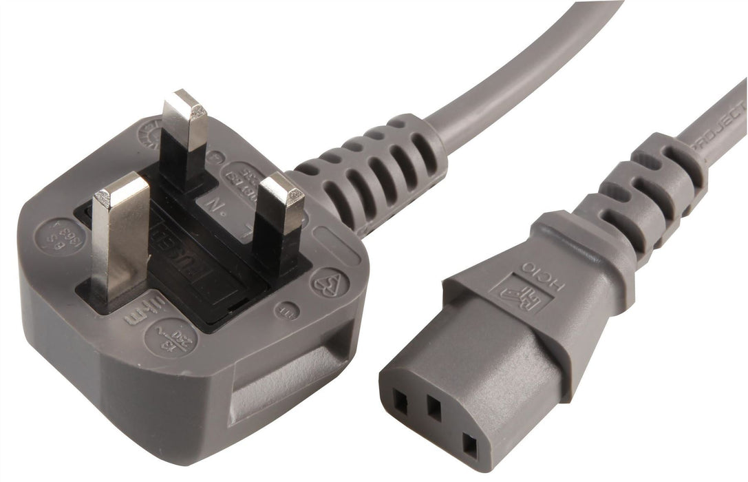 3m UK Plug to IEC C13 Socket Mains Lead, 10A