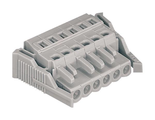 Pluggable Terminal Socket Connector with CAGE CLAMP Actuation Lateral Locking Levers 5mm Pitch Grey