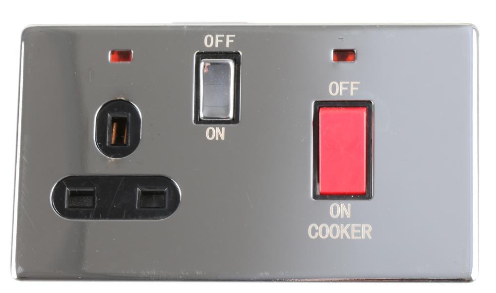 Screwless Cooker Switch with Neons, 45A, Polished Chrome