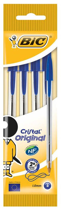 Blue Cristal Ballpoint Pens - 4 Pack