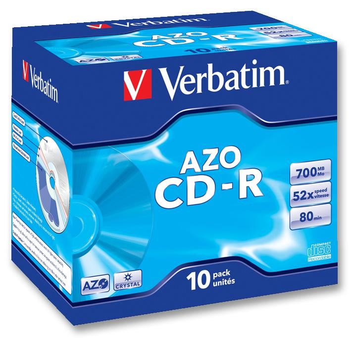 52x Speed CD-R AZO Blank CDs - 10 Pack Jewel Case