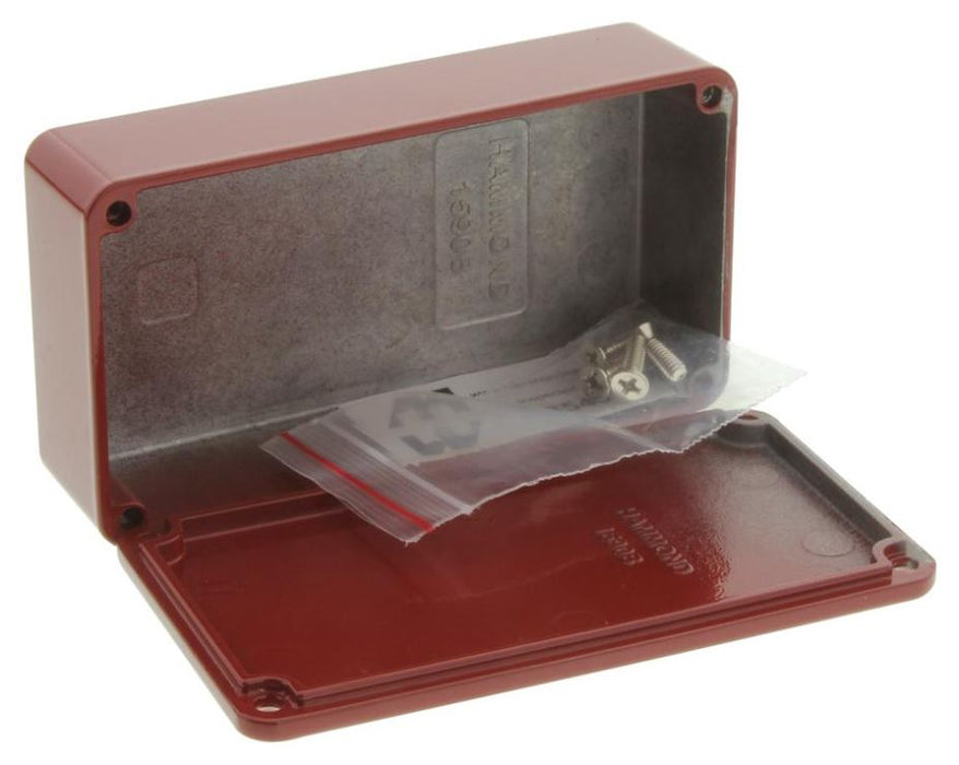 IP54 Red Stomp Box Aluminium Instrument Enclosure - 119x94x34mm