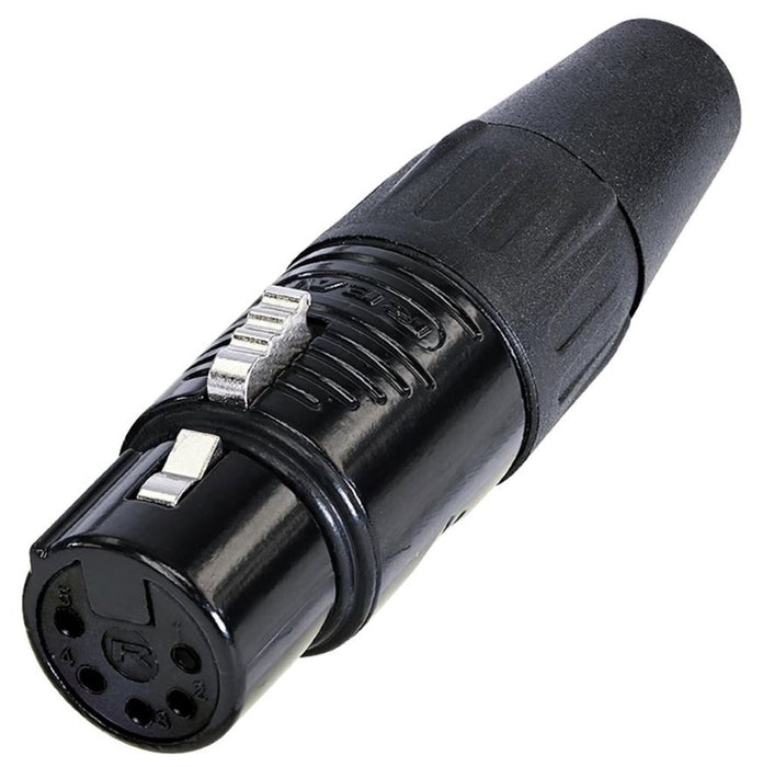 5 Pole XLR Socket, Black, Gold Contacts