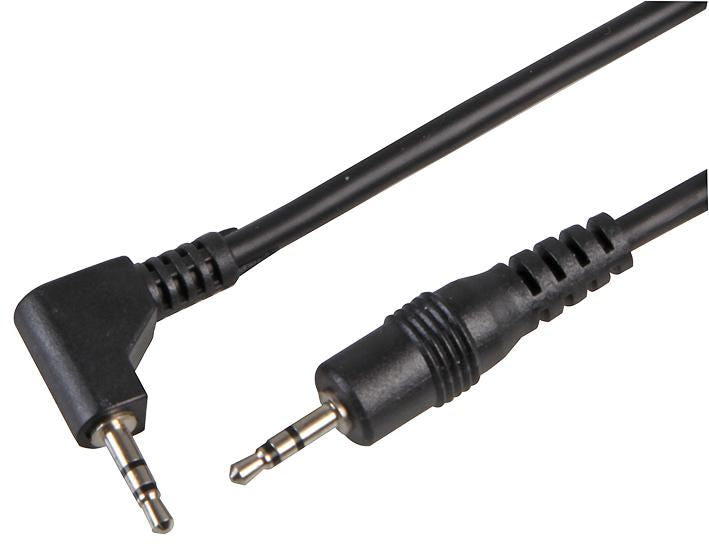 2.5mm Stereo Jack Plug to Right Angled Plug Lead, 2m Black