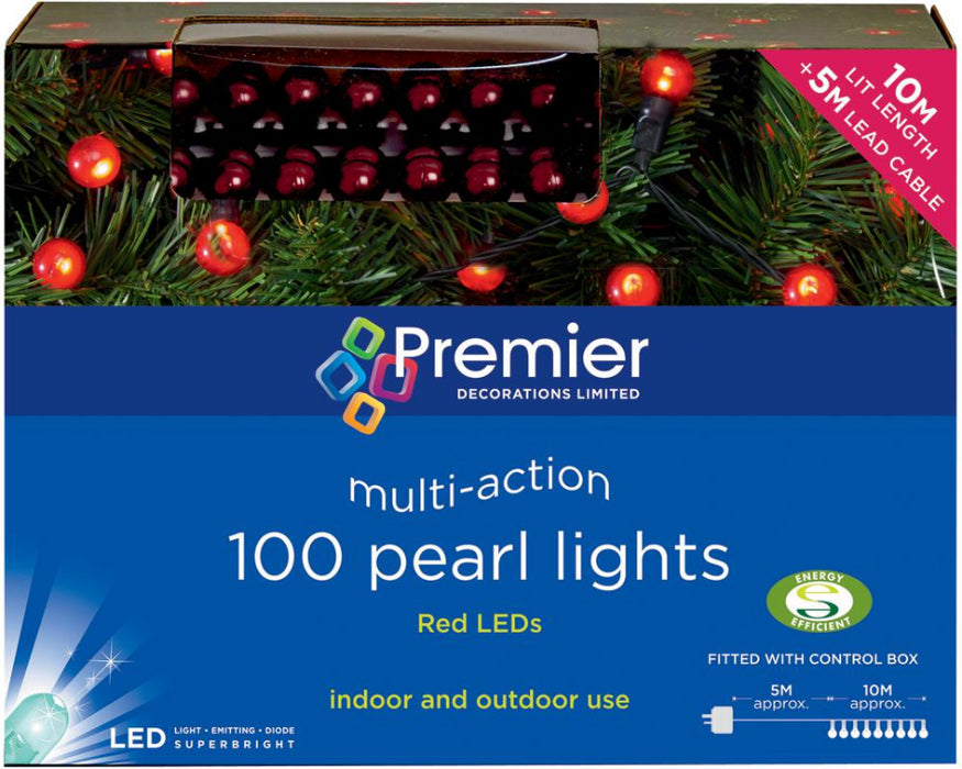 100 LED Pearl Lights, Multi-Action, 10m