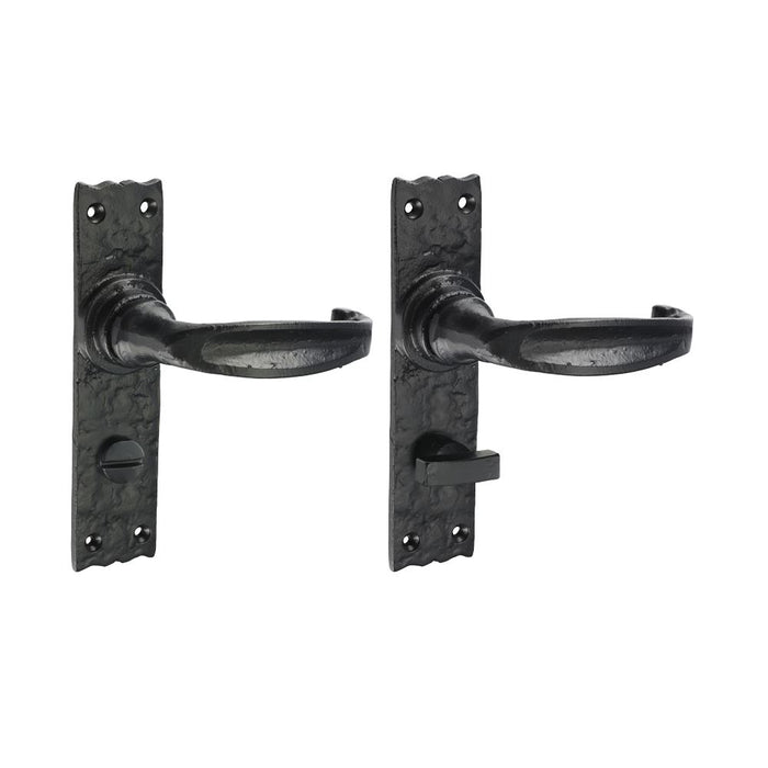 Narrow Style Bathroom Lock Handles - Antique Black (Size 155 x 37 - 2 Pieces)