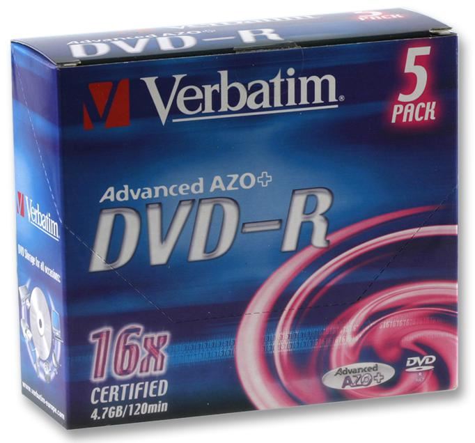 16x Speed DVD-R Matt Silver Blank DVDs - 5 Pack Branded Jewel Case