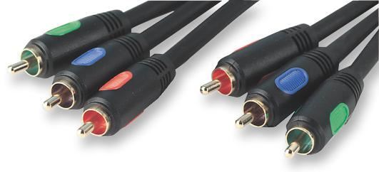 3x Phono (RCA) Male to 3x Phono Male Lead, 10m Black