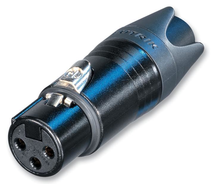 XLR Socket, 3 Pole, Black / Gold