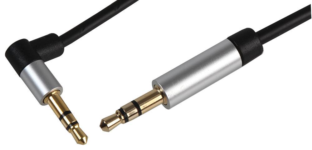 Slim 3.5mm Stereo Jack to 90 Degree Jack Lead - Black