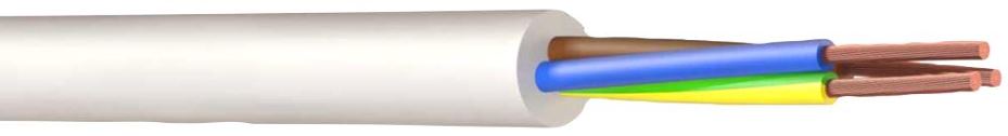 3-Core 3183B LSZH Mains Cable, White, 0.75mm, 100m