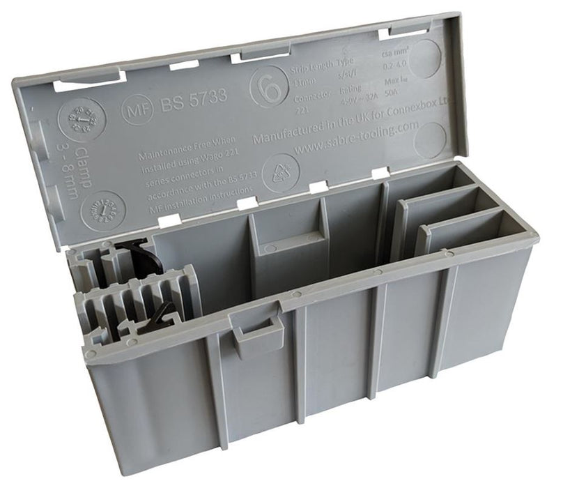 Junction Box for 221 Connector Series, Grey, 108x39x44mm