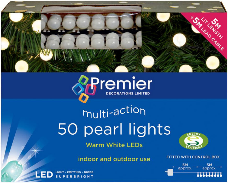 50 LED Pearl Lights Multi Action 5m