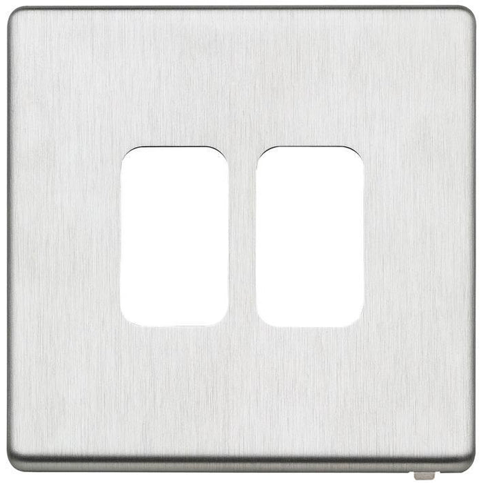 2 Module Grid Plate with Brushed Stainless Steel Frame