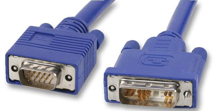 DVI-A Male to 15 Pin VGA (D Sub) Male Lead - Blue