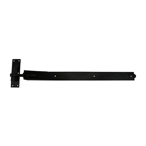 Pair of Adjustable Band & Hook Hinges on Plates for Gates Doors - Black