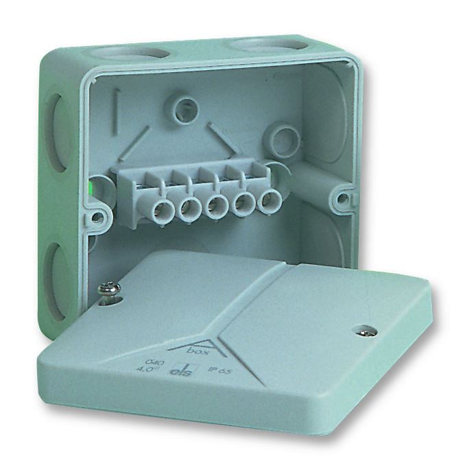 IP65 Abox 040 Polystyrene 8 Entry Junction Box Enclosure with Terminal Block - 93x93x55mm