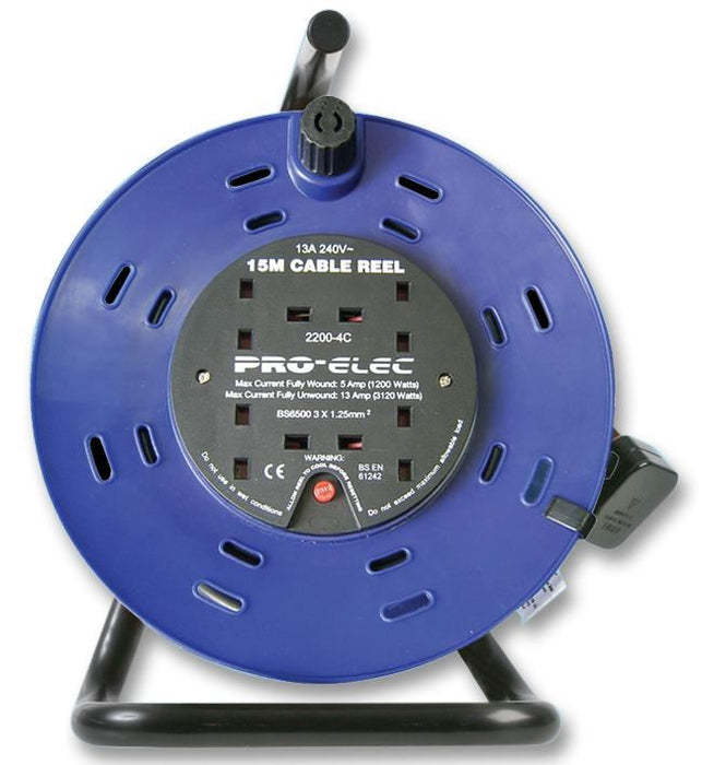 15m Cable Reel, 13A 4 Socket