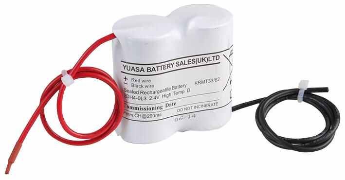 YUASA 2.4V 4Ah Ni-Cd Emergency Lighting 2x D Battery Pack - Flying Leads