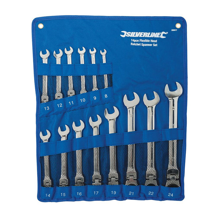 Flexible Head Ratchet Spanner Set 14pce - 8 - 24mm