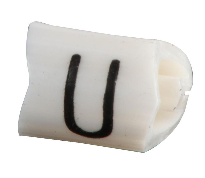 Z-Type Cable Marker, U, Black/White, Chevron Cut, Pack of 1000