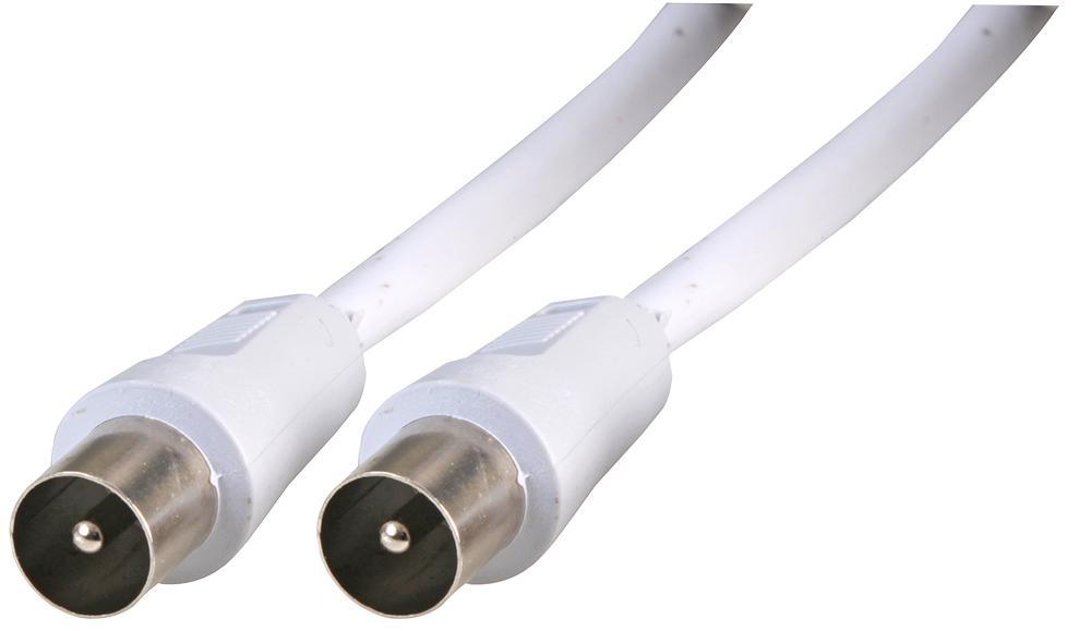 TV Aerial Lead, Coax Plug-to-Plug, 4m, White