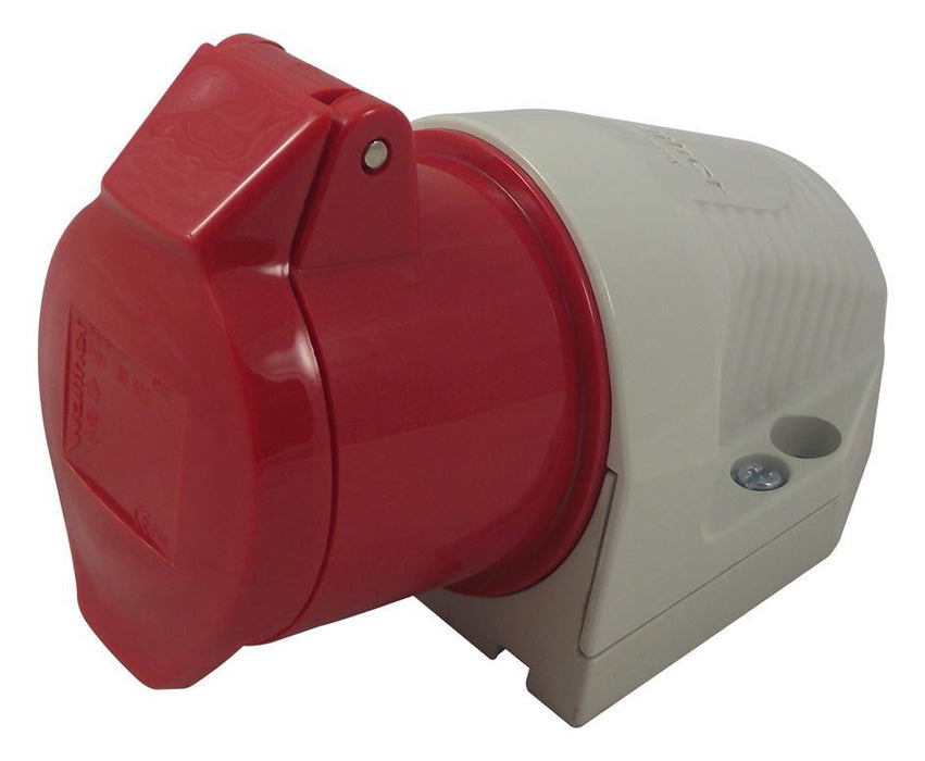 16A, 415V, Panel Mount CEE Socket, 3P+E, Red, IP67