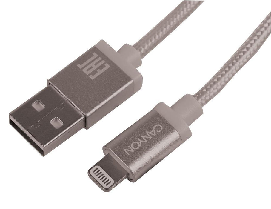 Grey USB to Lightning Connector Braided Lead - 1m