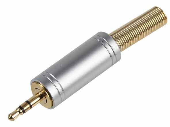 Connector, 2.5mm Jack Plug, Metal + Strain Relief