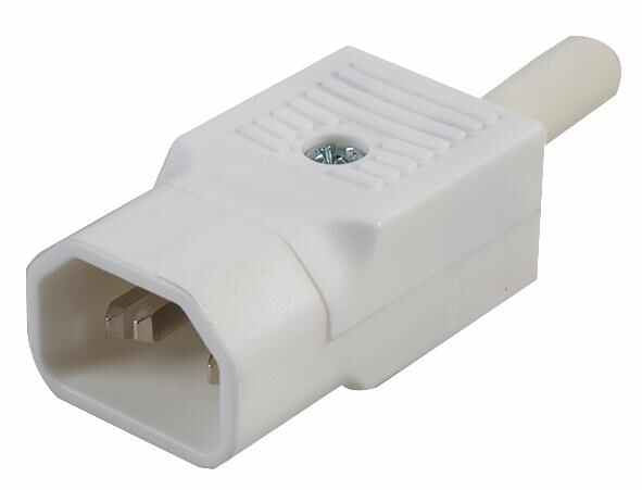 Rewireable C14 IEC Plug Connector - White