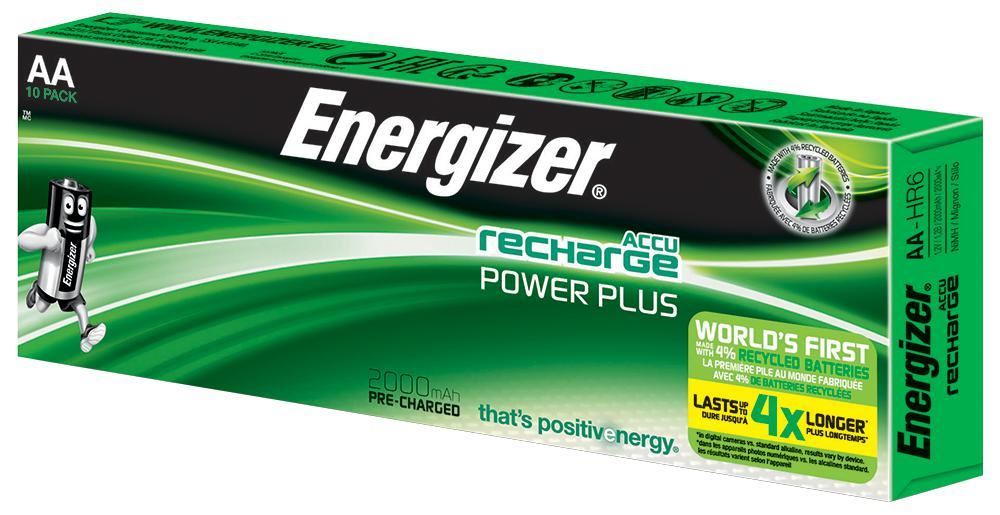 ENERGIZER ACCU Recharge Power Plus NiMH AA Rechargeable Batteries 2000mAh 10 PK