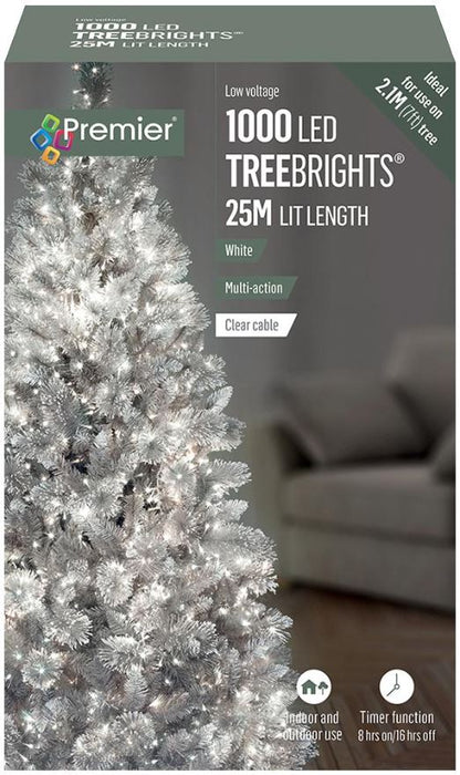 Raraion - 1000 LED White Christmas Tree Lights with Timer, 25m, Clear Cable