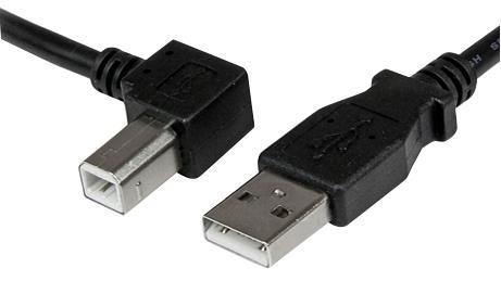 USB A Plug to Left Angled USB B Plug Lead