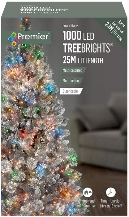 1000 LED Multi Coloured Christmas Tree Lights with Timer